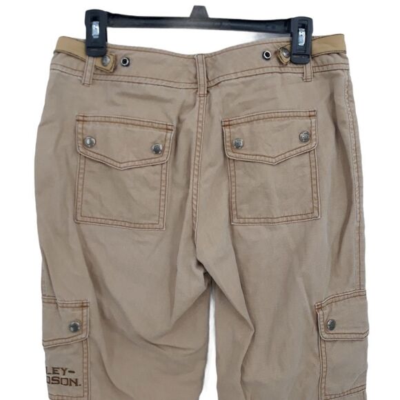 Harley-Davidson Cotton Utilitarian Crago High-rise Capri Moto Pants Tan Size 8 - Picture 6 of 16
